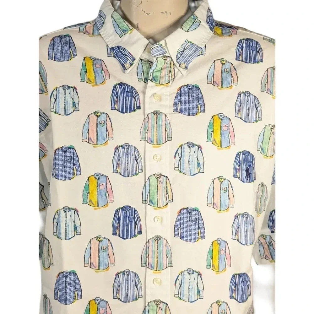 Polo Ralph Lauren Shirt Print Short Sleeve Men's Cotton Sz 4XB NWT $110